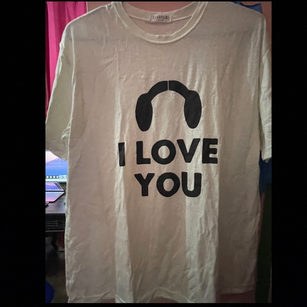 White I Love You tee